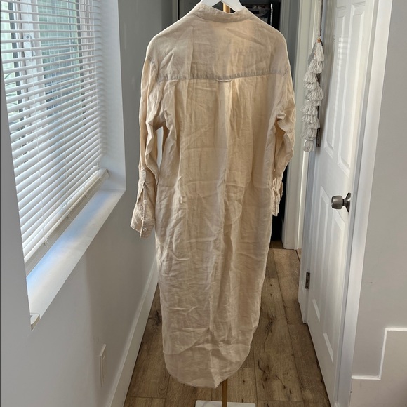 Emerson Fry Midi 100% Linen Shirtdress Button Down in Beige Almond XS $248 - Picture 5 of 11
